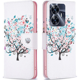 Klopové pouzdro pro Realme C55, Wallet, colorful tree, bílé