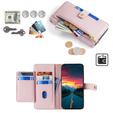 Klopové pouzdro pro Realme 14 Pro+ 5G, Wallet Zipper Pocket, růžové