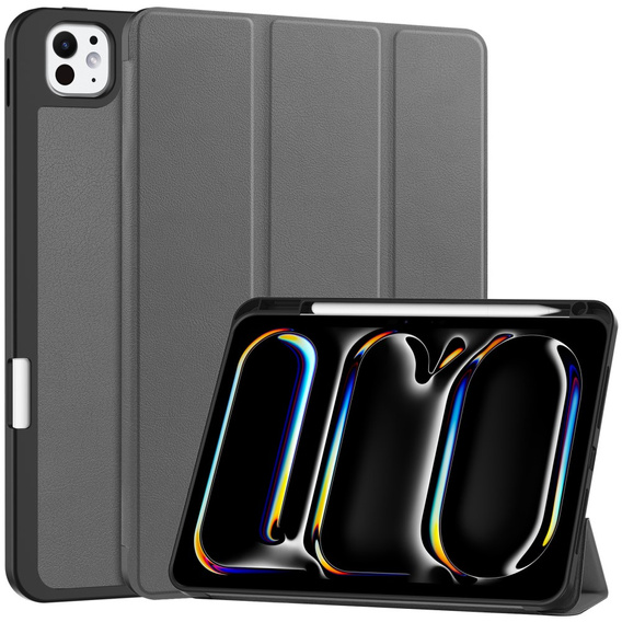Pouzdro pro iPad Pro 11" 2024 (5 gen.), Smartcase s prostorem pro stylus, šedé