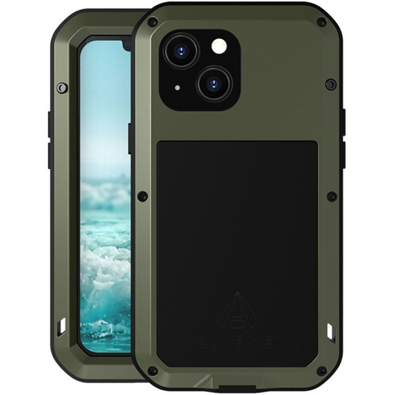 Pouzdro Love Mei pro iPhone 13 mini, armored with glass, zelené / černé