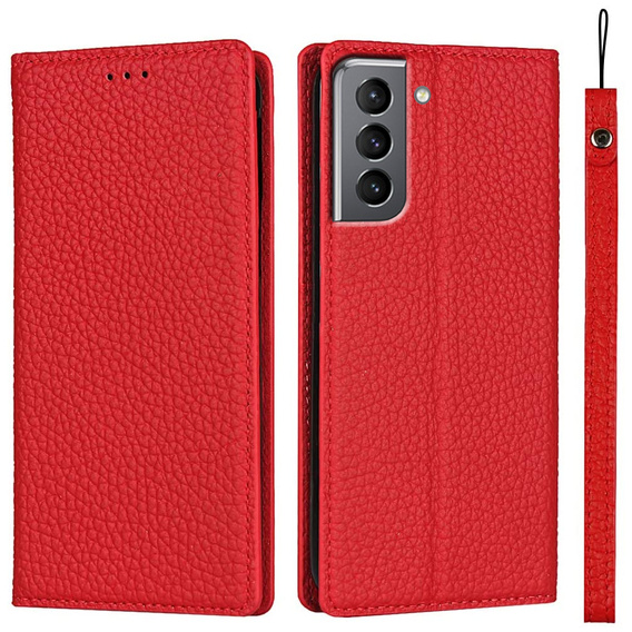 Kožené pouzdro pro Samsung Galaxy S22, ERBORD Grain Leather, červené