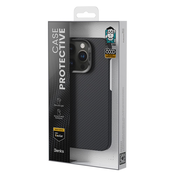 Pouzdro BENKS Kevlar pro iPhone 15 Plus, Carbon Fiber, černé