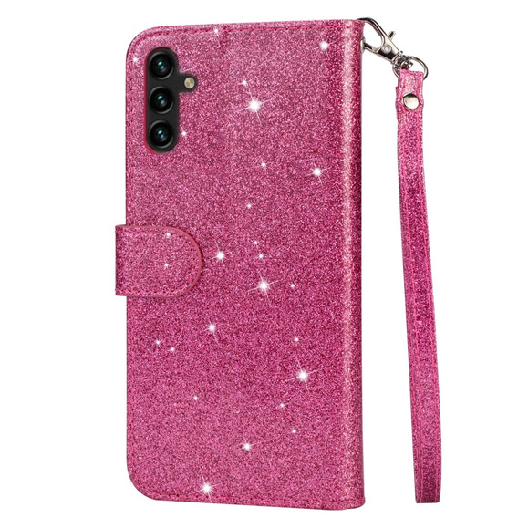 Klopové pouzdro pro Samsung Galaxy A36 5G, Wallet Zipper Pocket Glittery, růžové