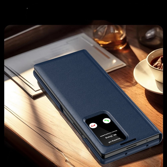 Flipové pouzdro pro Samsung Z Fold5 5G, Smart View Wallet, námořnicky modré
