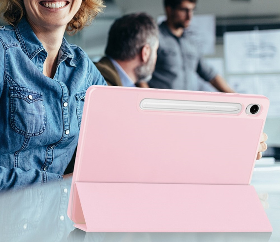 Pouzdro pro Samsung Galaxy Tab S10 FE+ Plus, Smartcase s prostorem pro stylus, růžové