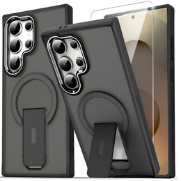 Pouzdro pro Samsung Galaxy S25 Ultra, Kickstand Matt Case, pro MagSafe, černé + sklo na displej
