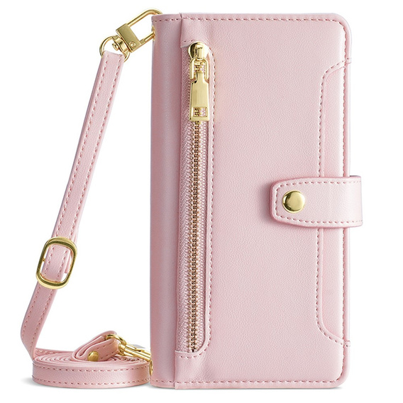 Klopové pouzdro pro Motorola Moto G15 / G15 Power, Wallet Zipper Pocket, růžové
