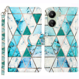 Klopové pouzdro pro Xiaomi Redmi 13C / Poco C65, Wallet, Marble zelené