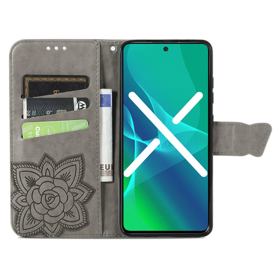 Klopové pouzdro pro Motorola Moto G71 5G, Butterfly, šedé