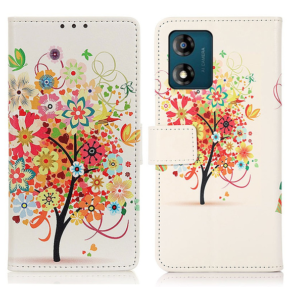 Klopové pouzdro pro Motorola Moto E13, Wallet Tree, červené