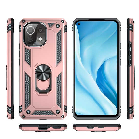Pancéřové pouzdro pro Xiaomi Mi 11 Lite / Mi 11 Lite 5G / 11 Lite 5G NE, Nox Case Ring, růžové rose gold