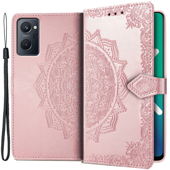 Klopové pouzdro pro Realme 9i / Oppo A96, Mandala, růžové rose gold