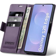 Pouzdro pro Samsung Galaxy S25 Edge, ERBORD Glossy Litchi, flipová peněženka, fialové