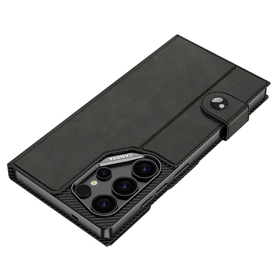 Pouzdro s klopou GKK Card Slot Wallet pro Samsung Galaxy S26 Ultra, karbonově černé