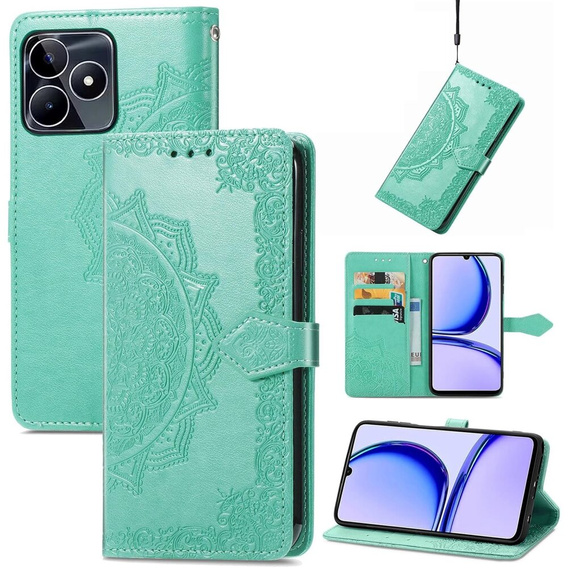 Klopové pouzdro pro Realme Note 50, Mandala, zelené
