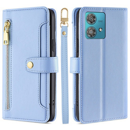 Klopové pouzdro pro Motorola Edge 40 Neo, Wallet Zipper Pocket, modré