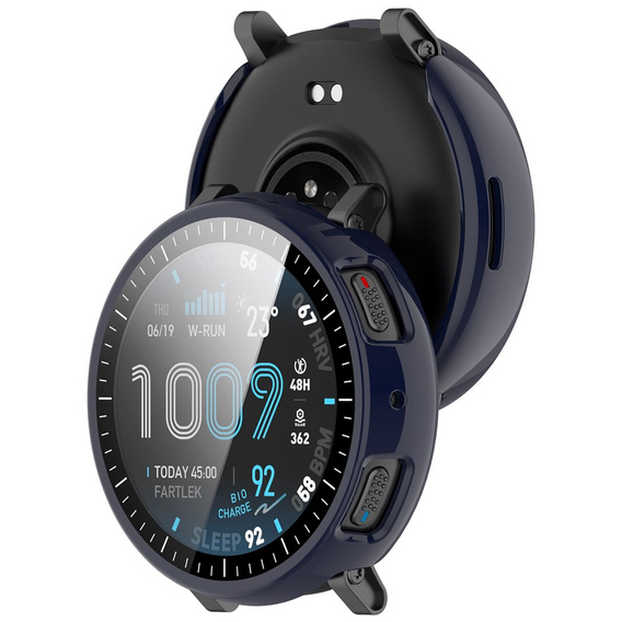 2v1 Pouzdro + tvrzené sklo pro Amazfit Active Max, tmavě modré