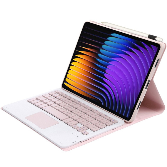 Pouzdro s klávesnicí pro Xiaomi Pad 7 / 7 Pro, TouchPad, růžové