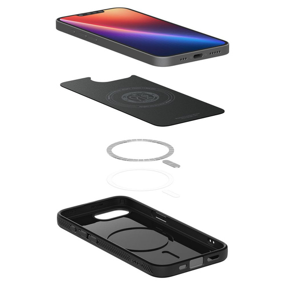 Pouzdro Spigen pro iPhone 16E, Liquid Air, černé + 9H tvrzené sklo