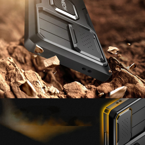 Pancéřové pouzdro pro Samsung Galaxy S24, řada TONGATE MECH s kroužkem, černé