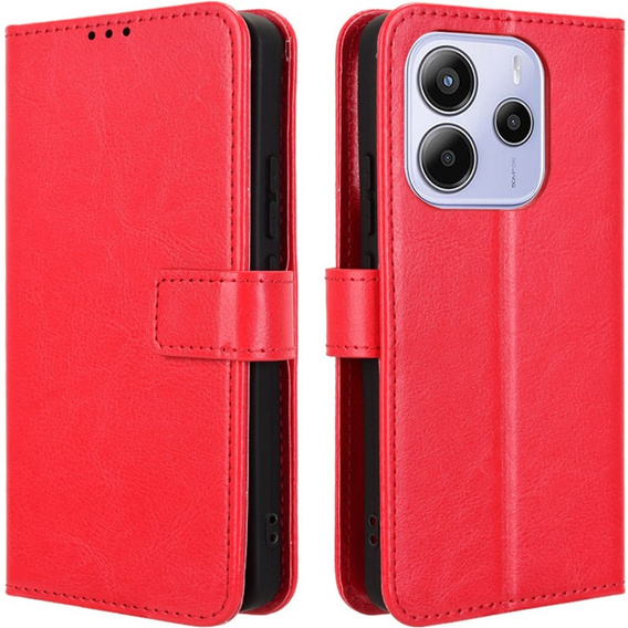 Klopové pouzdro pro Xiaomi Redmi Note 14 4G, Crazy Horse Wallet, červené
