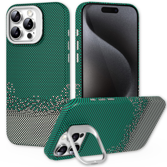 Pouzdro iPhone 15 Pro Max, Frame Kickstand, pro MagSafe, Sand Green