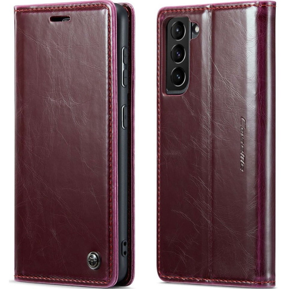 CASEME flipové pouzdro pro Samsung Galaxy S21, Waxy Textured, červené