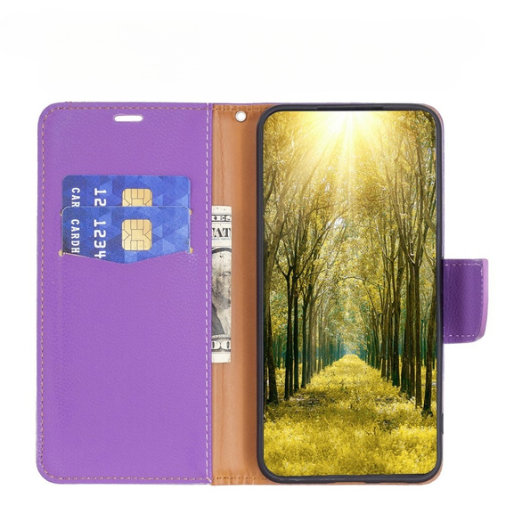 Klopové pouzdro pro Samsung Galaxy A54 5G, Wallet Litchi Magnet, fialové