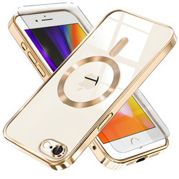 Pouzdro pro iPhone 7 / 8, Electro MagSafe, zlaté + sklo na displej
