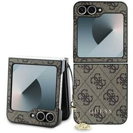 Pouzdro GUESS pro Samsung Galaxy Z Flip7 FE / Z Flip6, 4G Charms Collection Hardcase, hnědé