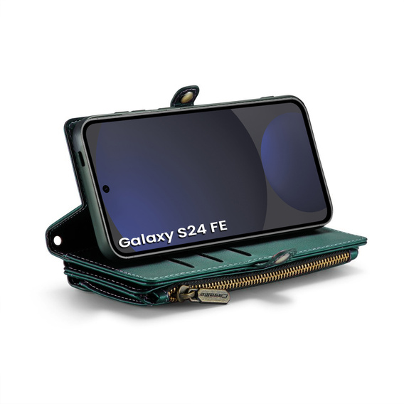 Pouzdro CASEME pro Samsung Galaxy S24 FE, RFID Leather Wallet, s popruhem přes rameno, zelené