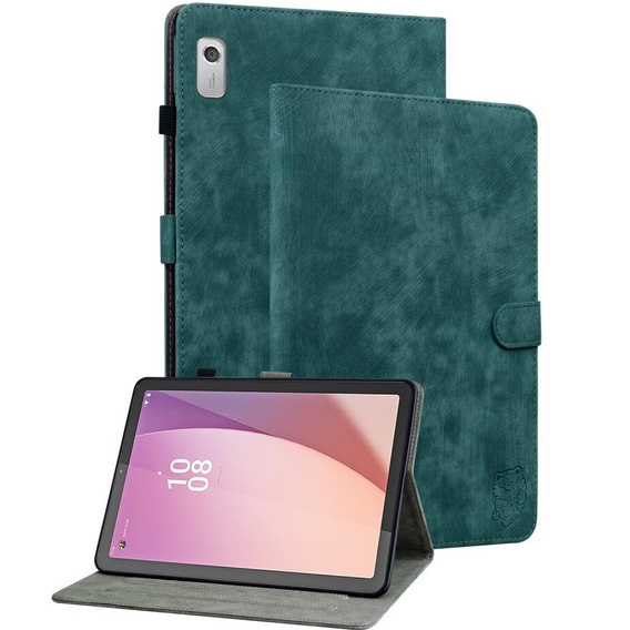 Pouzdro pro Lenovo Tab M9, Wallet Pen Slot, zelené