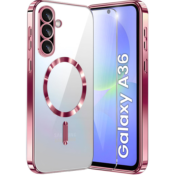 Pouzdro pro Samsung Galaxy A36, Electro MagSafe, růžové rose gold + sklo na displej