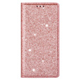 Flipové pouzdro pro iPhone 16E, Card Slot Glittery, růžové