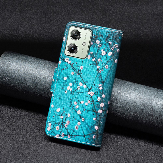 Klopové pouzdro pro Motorola Moto G54 5G, Wallet, sakura, modré