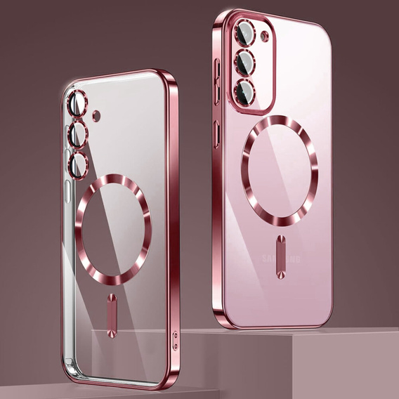 Pouzdro pro Samsung Galaxy S23, Electro MagSafe, růžové rose gold + sklo na displej