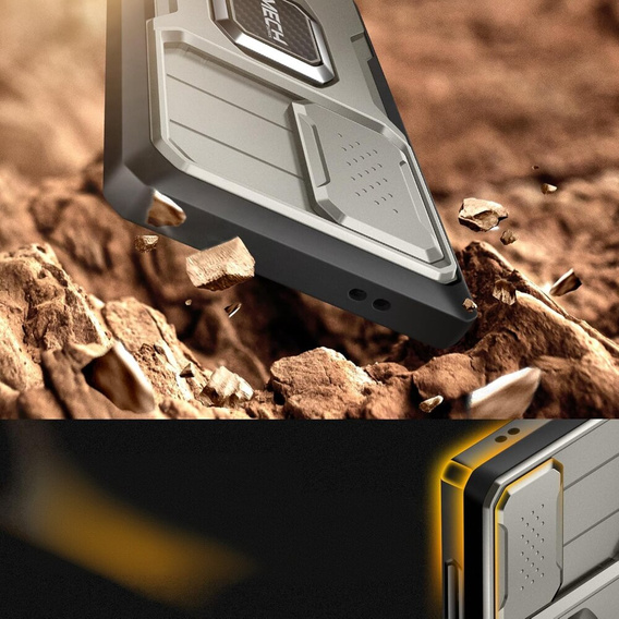 Pancéřové pouzdro pro Samsung Galaxy S24 Ultra, řada TONGATE MECH s kroužkem, šedé