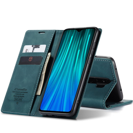 Pouzdro CASEME pro Xiaomi Redmi Note 8 Pro, Leather Wallet Case, tyrkysové