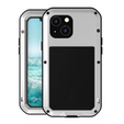 Pouzdro Love Mei pro iPhone 13 Mini, armored with glass, stříbrné