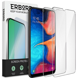 2x tvrzené sklo pro Samsung Galaxy A20E, ERBORD 9H Hard Glass na displeji