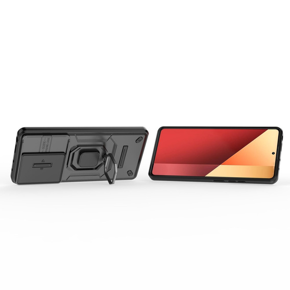 Pouzdro pro Xiaomi Redmi Note 13 Pro 4G / Xiaomi Redmi Note 14S / Xiaomi Poco M6 Pro 4G, KickStand Camera Lens, černé