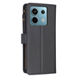 Klopové pouzdro pro Xiaomi Redmi Note 13 Pro 4G / Xiaomi Redmi Note 14S / Xiaomi Poco M6 Pro 4G, Wallet Zipper Pocket, černé