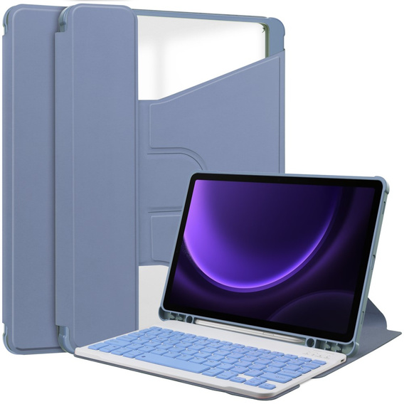 Pouzdro s klávesnicí pro Samsung Galaxy Tab S9 FE / S10 FE, Rotary 360° Leather, fialové