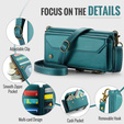 Pouzdro CASEME pro Samsung Galaxy S25 FE, RFID Leather Wallet, s popruhem přes rameno, zelené