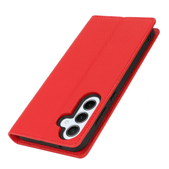Klopové pouzdro pro Samsung Galaxy S25, Litchi Skin Grain, červené