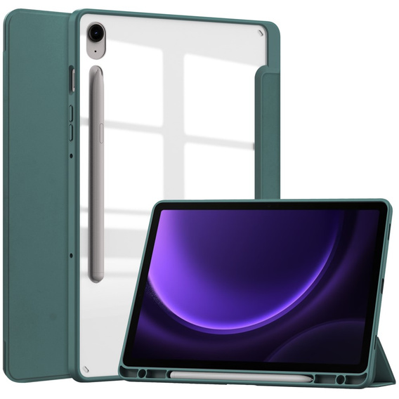 Pouzdro pro Samsung Galaxy Tab S10 Lite / S10 FE / S9 FE, Smartcase Hybrid, se slotem na stylus, tmavě zelené