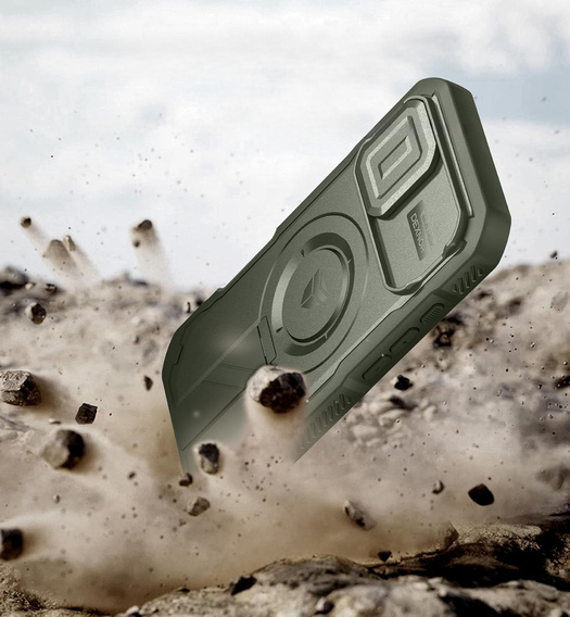 Pancéřové pouzdro Dexnor se stojánkem a spouští fotoaparátu, pro MagSafe pro iPhone 17