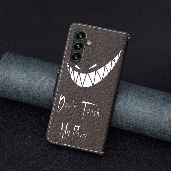 Klopové pouzdro pro Samsung Galaxy A55 5G, Wallet, Don't Touch My Phone, černé