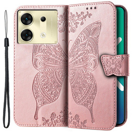 Klopové pouzdro pro Infinix Zero 30 5G, Butterfly, růžové rose gold