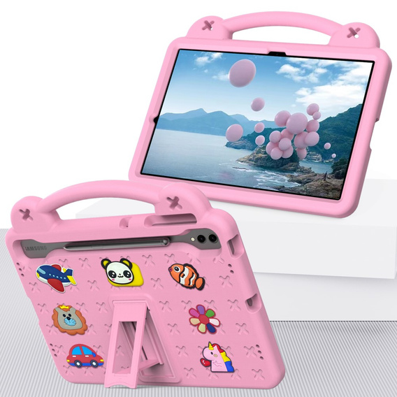 Dětské pouzdro pro Samsung Galaxy Tab S10+ Plus, Cute Patterns, se stojánkem, růžové